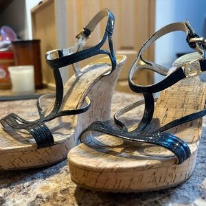 Michael Kors Black Strappy Wedges